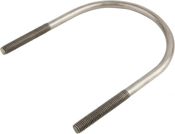 Made in USA - 7/8-9 UNC, 16-1/16" Long, Round U Bolt Clamp with No Mount Plate for 14" Pipe - 4-1/4" Thread Length, 12-7/8" Wide, Grade 304 Stainless Steel - Caliber Tooling