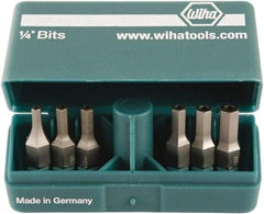 Wiha - 10 Piece, 1/4" Drive Screwdriver Tamperproof Bit Set - 3/32 to 3/16" Hex - Caliber Tooling