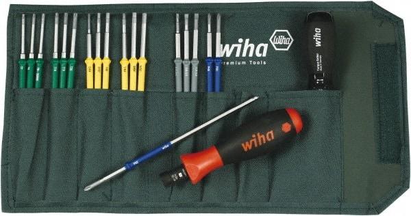 Wiha - 20 Piece, 1/4" Drive Screwdriver Bit Set - #0, #1 & #2 Phillips, 5/64 to 5/32" Hex, T7 to T20 Torx, 2.5, 3.5 & 4mm Slotted - Caliber Tooling