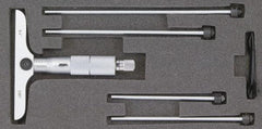 SPI - 0 to 12" Range, 12 Rod, Mechanical Depth Micrometer - Ratchet Stop Thimble, 2-1/2" Base Length, 0.001" Graduation, 4.5mm Rod Diam - Caliber Tooling