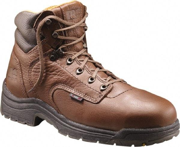 Timberland PRO - Men's Size 8.5 Medium Width Steel Work Boot - Brown, Leather Upper, Rubber Outsole, 6" High, Safety Toe - Caliber Tooling