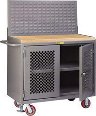 Little Giant - Mobile Bench Cabinet with Louvered Panel - Steel, Fixed Leg, Gray, 53-1/2" Long x 24" Deep x 43" High - Caliber Tooling