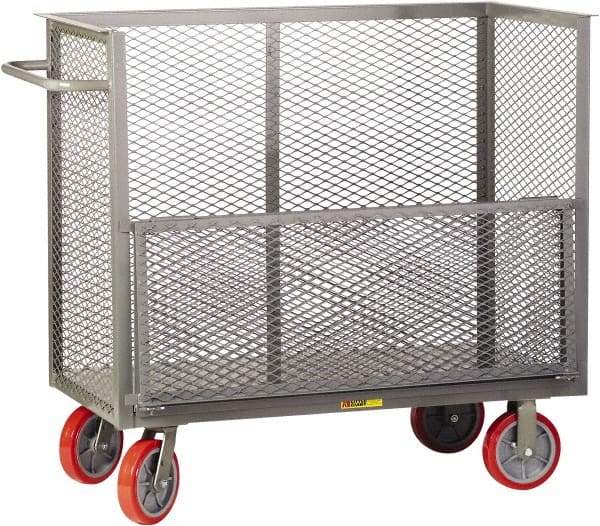 Little Giant - 3,600 Lb Capacity, 3-Sided Steel Bulk Truck with Removable Drop Gate - 65-1/2" Long x 24" Wide x 47" High, Polyurethane Wheels - Caliber Tooling