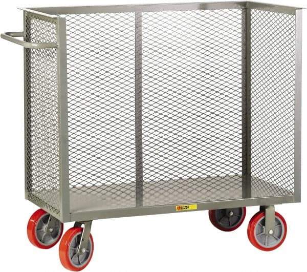 Little Giant - 3,600 Lb Capacity, 3-Sided Steel Bulk Truck - 65-1/2" Long x 30" Wide x 47" High, Polyurethane Wheels - Caliber Tooling