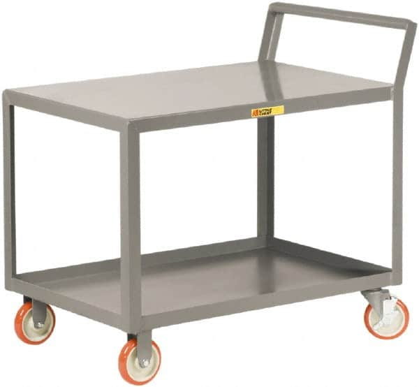 Little Giant - 1,200 Lb Capacity, 18" Wide x 36" Long x 38-3/4" High Shelf Cart - 2 Shelf, Steel, 2 Rigid/2 Swivel Casters - Caliber Tooling