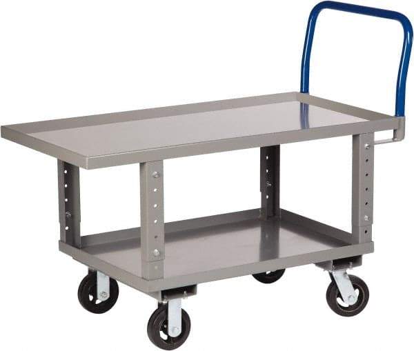 Little Giant - 2,000 Lb Capacity Steel Raised Deck Platform Truck - Steel Deck, 24" OAW, 48" Platform Length x 35-1/2" Platform Height, Mold On Rubber Casters - Caliber Tooling