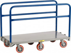 Little Giant - 3,600 Lb Capacity Steel 6-Wheeled Platform Truck - Steel Deck, 30" OAW, 60" Platform Length x 9" Platform Height, Polyurethane Casters - Caliber Tooling