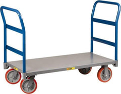 Little Giant - 3,600 Lb Capacity Steel Double End Rack Platform Truck - Steel Deck, 36" OAW, 72" Platform Length x 11" Platform Height, Polyurethane Casters - Caliber Tooling