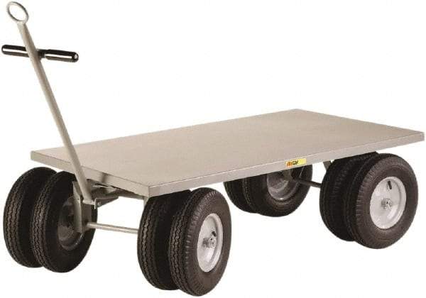 Little Giant - 3,500 Lb Capacity Steel Wagon Truck - Steel Deck, 24" OAW, 48" Platform Length x 16-1/2" Platform Height, Mold On Rubber Casters - Caliber Tooling