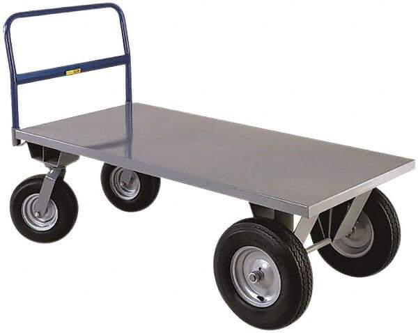 Little Giant - 3,000 Lb Capacity Steel 8 Wheeler Wagon Truck - Steel Deck, 30" OAW, 48" Platform Length x 18-1/4" Platform Height, Pneumatic Casters - Caliber Tooling