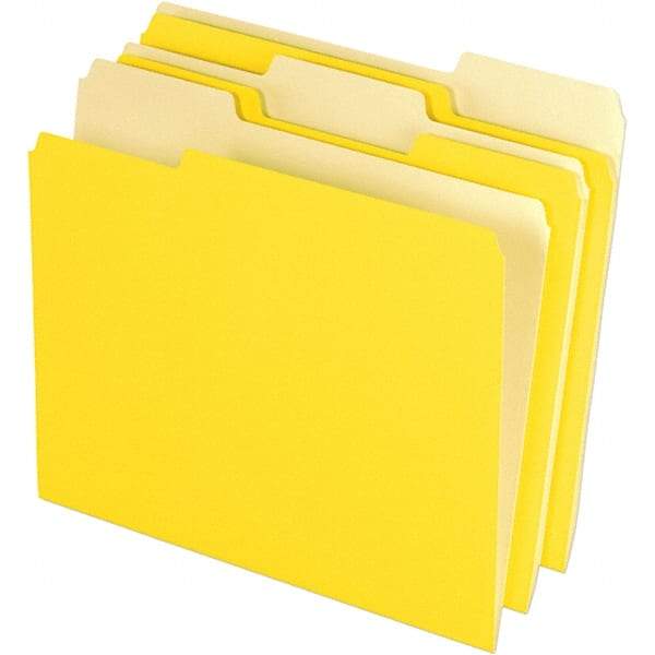 Pendaflex - 11-5/8 x 9-3/16", Letter Size, Yellow, File Folders with Top Tab - 11 Point Stock, Assorted Tab Cut Location - Caliber Tooling