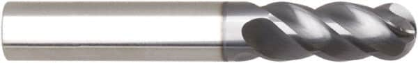 Niagara Cutter - 25mm Diam, 50mm LOC, 4 Flute Solid Carbide Ball End Mill - AlTiN Finish, Single End, 115mm OAL, 25mm Shank Diam, Spiral Flute - Caliber Tooling