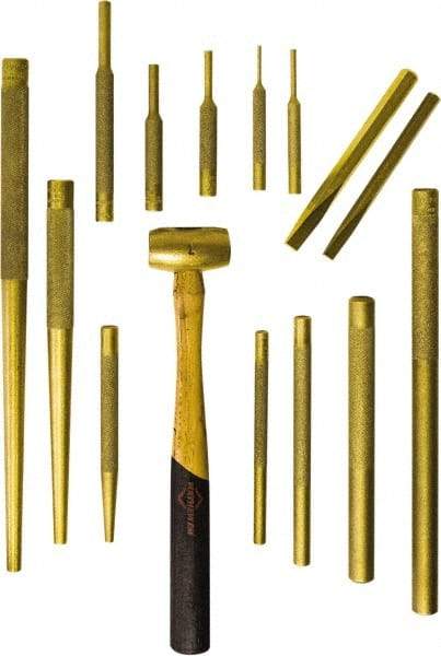 Mayhew - 15 Piece Punch & Chisel Set - 3/8 to 1/2" Chisel, 1/8 to 3/4" Punch, Round Shank - Caliber Tooling