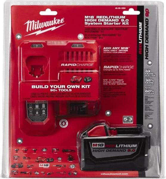 Milwaukee Tool - 18 Volt Lithium-Ion Power Tool Battery - 9 Ahr Capacity, Series M18 XC RED - Caliber Tooling