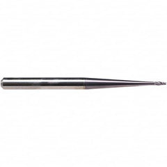 Emuge - 2mm Diam, 3mm LOC, 2 Flute Solid Carbide Roughing & Finishing End Mill - TiAlN Finish, 80mm OAL, 6mm Shank Diam, Cylindrical Shank, 30° Helix, Extra Long Length - Caliber Tooling