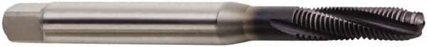 Seco - M10x1.50 Metric 3 Flute 6H Modified Bottoming Spiral Flute Tap - Powdered Metal, TiAlN Finish, 3-15/16" OAL, Right Hand Flute, Right Hand Thread, H6 - Exact Industrial Supply