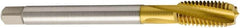 Seco - M18x2.50 Metric 3 Flute 6H Modified Bottoming Spiral Flute Tap - Cobalt, TiN Finish, 125mm OAL, Right Hand Flute, Right Hand Thread, H6 - Caliber Tooling