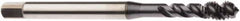 Seco - M2.5x0.45 Metric 3 Flute 6H Modified Bottoming Spiral Flute Tap - Cobalt, TiCN Finish, 1-31/32" OAL, Right Hand Flute, Right Hand Thread, H6 - Exact Industrial Supply