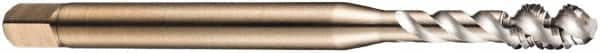 DORMER - M16x2.00 Metric Coarse 4 Flute 6H Bottoming Spiral Flute Tap - Cobalt, Bright Finish, 110mm OAL, Right Hand Flute, Right Hand Thread, Series EX006H - Exact Industrial Supply