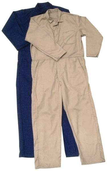 PRO-SAFE - Size L, Navy Blue, Zipper, Arc Flash Coverall - 36 to 38" Chest, Indura Ultra Soft, Cotton, Nylon, 6 Pockets - Caliber Tooling