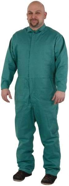 PRO-SAFE - Size 2XL, Green, Snap, Flame Resistant/Retardant Coverall - Cotton, 5 Pockets - Caliber Tooling