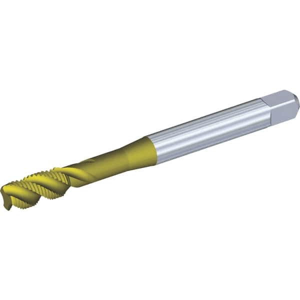 Kennametal - 1/2-13 UNC 4 Flute 3BX Modified Bottoming Spiral Flute Tap - Powdered Metal, TiCN/TiN Finish, 110mm OAL, Right Hand Flute, Right Hand Thread, Series T630 - Caliber Tooling