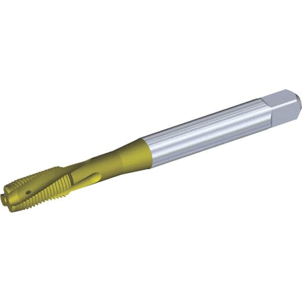 Kennametal - 1/2-20 UNF 3 Flute 3BX Plug Spiral Flute Tap - Powdered Metal, TiCN/TiN Finish, 110mm OAL, Left Hand Flute, Right Hand Thread, Series T621 - Exact Industrial Supply