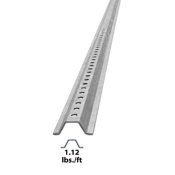 Nucor - 8' High, Galvanized Traffic Sign Post - Steel, 3/8" Hole Diam, Silver - Caliber Tooling