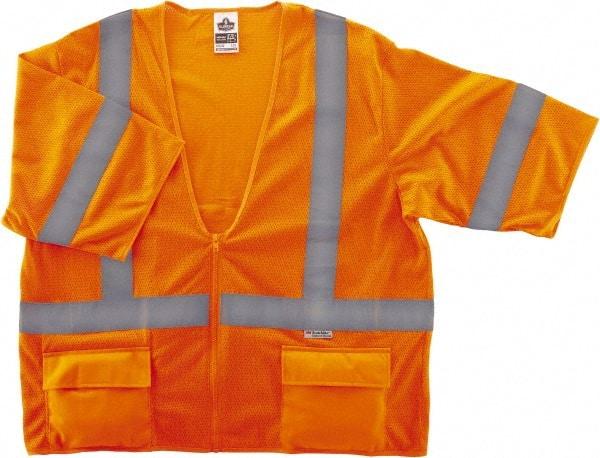 Ergodyne - Size S/M High Visibility Orange Mesh General Purpose Vest - 36 to 44" Chest, ANSI/ISEA 107, Zipper Closure, 3 Pockets, Polyester - Caliber Tooling