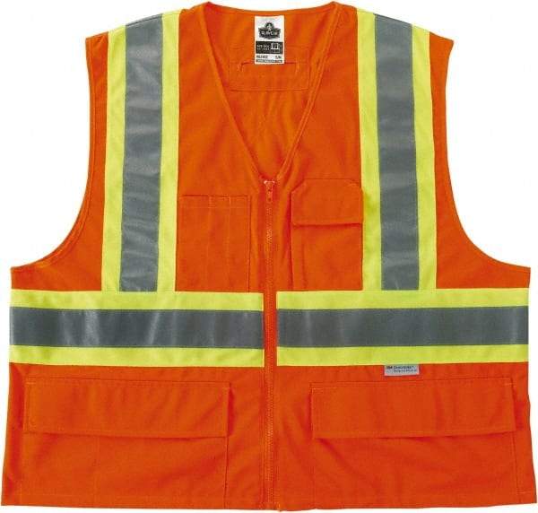 Ergodyne - Size L/XL High Visibility Orange Mesh General Purpose Vest - 44 to 52" Chest, Zipper Closure, Polyester - Caliber Tooling