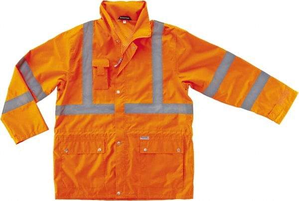 Ergodyne - Size 5XL Cold Weather & High Visibility Jacket - Orange, Polyester, Zipper, Snaps Closure - Caliber Tooling