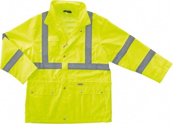 Ergodyne - Size 4XL Cold Weather & High Visibility Jacket - Lime, Polyester, Zipper, Snaps Closure - Caliber Tooling