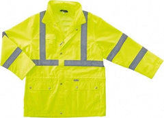 Ergodyne - Size L Cold Weather & High Visibility Jacket - Lime, Polyester, Zipper, Snaps Closure - Caliber Tooling