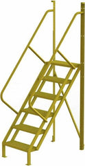 TRI-ARC - 102" 6 Step Configurable Crossover Ladder - 50° Incline, 1,000 Lb Capacity, 60" Platform Height, 30" Base Width x 52-1/2" Base Depth, Perforated Tread - Caliber Tooling