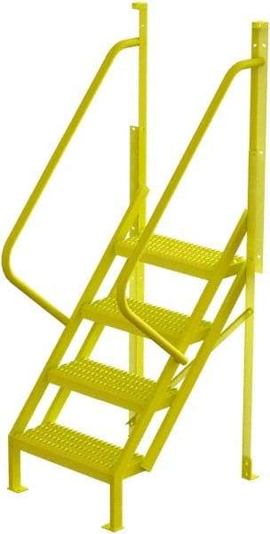 TRI-ARC - 82" 4 Step Configurable Crossover Ladder - 50° Incline, 1,000 Lb Capacity, 40" Platform Height, 30" Base Width x 35-1/2" Base Depth, Serrated - Caliber Tooling