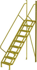 TRI-ARC - 132" 9 Step Configurable Crossover Ladder - 50° Incline, 1,000 Lb Capacity, 90" Platform Height, 30" Base Width x 78" Base Depth, Perforated Tread - Caliber Tooling