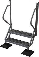 TRI-ARC - 62" 2 Step Configurable Rooftop Ladder - 50° Incline, 500 Lb Capacity, 20" Platform Height, 46-1/4" Base Width x 20" Base Depth, Serrated - Caliber Tooling