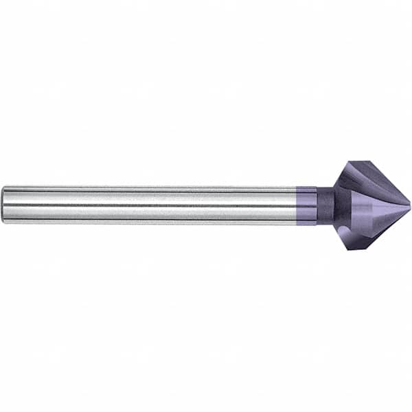 Magafor - 25mm Head Diam, 25/32" Shank Diam, 90° Cobalt Countersink - 4-11/16" OAL, Single End, Straight Shank, Right Hand Cut - Caliber Tooling