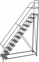 TRI-ARC - 156" 12 Step Configurable Rolling Ladder - 56° Incline, 450 Lb Capacity, 120" Platform Height, 35" Base Width x 90" Base Depth, Perforated Tread - Caliber Tooling