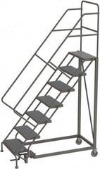 TRI-ARC - 106" 7 Step Configurable Rolling Ladder - 56° Incline, 450 Lb Capacity, 70" Platform Height, 35" Base Width x 56" Base Depth, Perforated Tread - Caliber Tooling