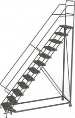 TRI-ARC - 156" 12 Step Configurable Rolling Ladder - 56° Incline, 450 Lb Capacity, 120" Platform Height, 35" Base Width x 90" Base Depth, Serrated - Caliber Tooling