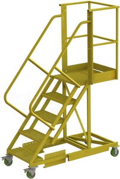 TRI-ARC - 92" 5 Step Configurable Cantilever Ladder - Supported, 300 Lb Capacity, 50" Platform Height, 30" Base Width x 64" Base Depth, Perforated Tread - Caliber Tooling