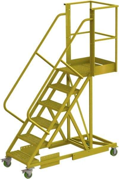 TRI-ARC - 102" 6 Step Configurable Cantilever Ladder - Supported, 300 Lb Capacity, 60" Platform Height, 30" Base Width x 72" Base Depth, Serrated - Caliber Tooling