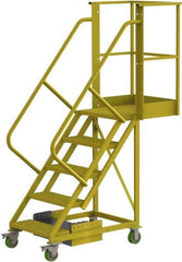 TRI-ARC - 92" 5 Step Configurable Cantilever Ladder - Unsupported, 300 Lb Capacity, 50" Platform Height, 30" Base Width x 64" Base Depth, Perforated Tread - Caliber Tooling