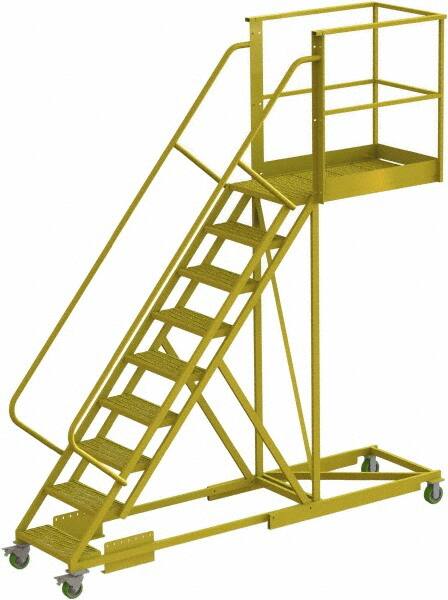 TRI-ARC - 132" 9 Step Configurable Cantilever Ladder - Supported, 300 Lb Capacity, 90" Platform Height, 30" Base Width x 117" Base Depth, Serrated - Caliber Tooling