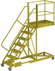 TRI-ARC - 112" 7 Step Configurable Cantilever Ladder - Supported, 300 Lb Capacity, 70" Platform Height, 30" Base Width x 101" Base Depth, Serrated - Caliber Tooling