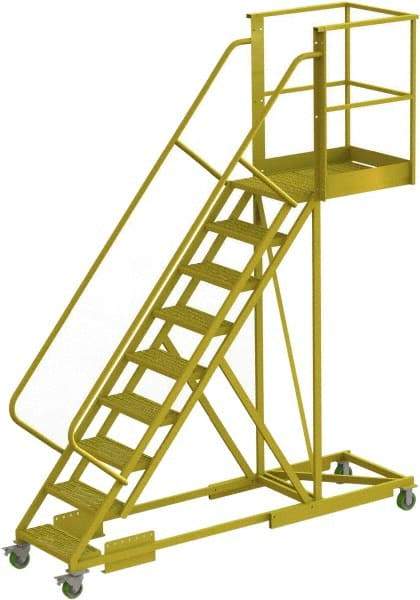 TRI-ARC - 132" 9 Step Configurable Cantilever Ladder - Supported, 300 Lb Capacity, 90" Platform Height, 30" Base Width x 107" Base Depth, Perforated Tread - Caliber Tooling