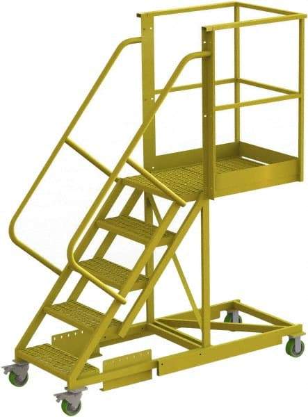 TRI-ARC - 92" 5 Step Configurable Cantilever Ladder - Supported, 300 Lb Capacity, 50" Platform Height, 30" Base Width x 74" Base Depth, Serrated - Caliber Tooling