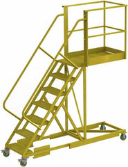 TRI-ARC - 112" 7 Step Configurable Cantilever Ladder - Supported, 300 Lb Capacity, 70" Platform Height, 30" Base Width x 101" Base Depth, Perforated Tread - Caliber Tooling