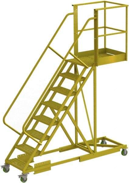 TRI-ARC - 122" 8 Step Configurable Cantilever Ladder - Supported, 300 Lb Capacity, 80" Platform Height, 30" Base Width x 99" Base Depth, Serrated - Caliber Tooling